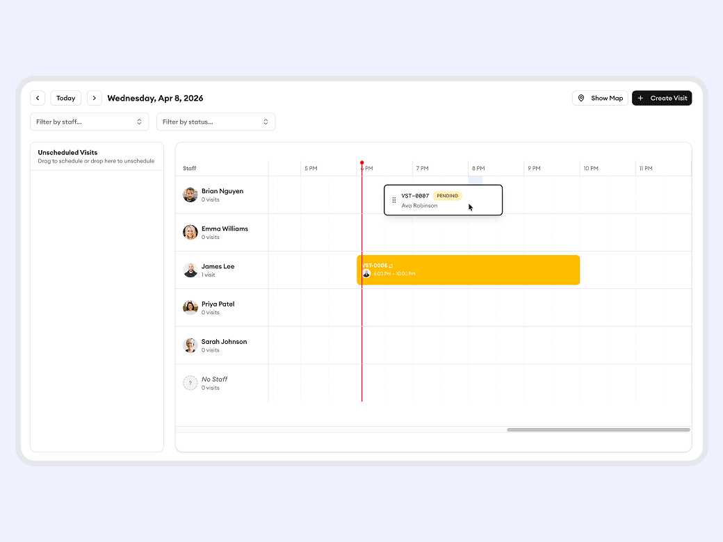 Homitask screenshot — Reschedule jobs in seconds, not minutes