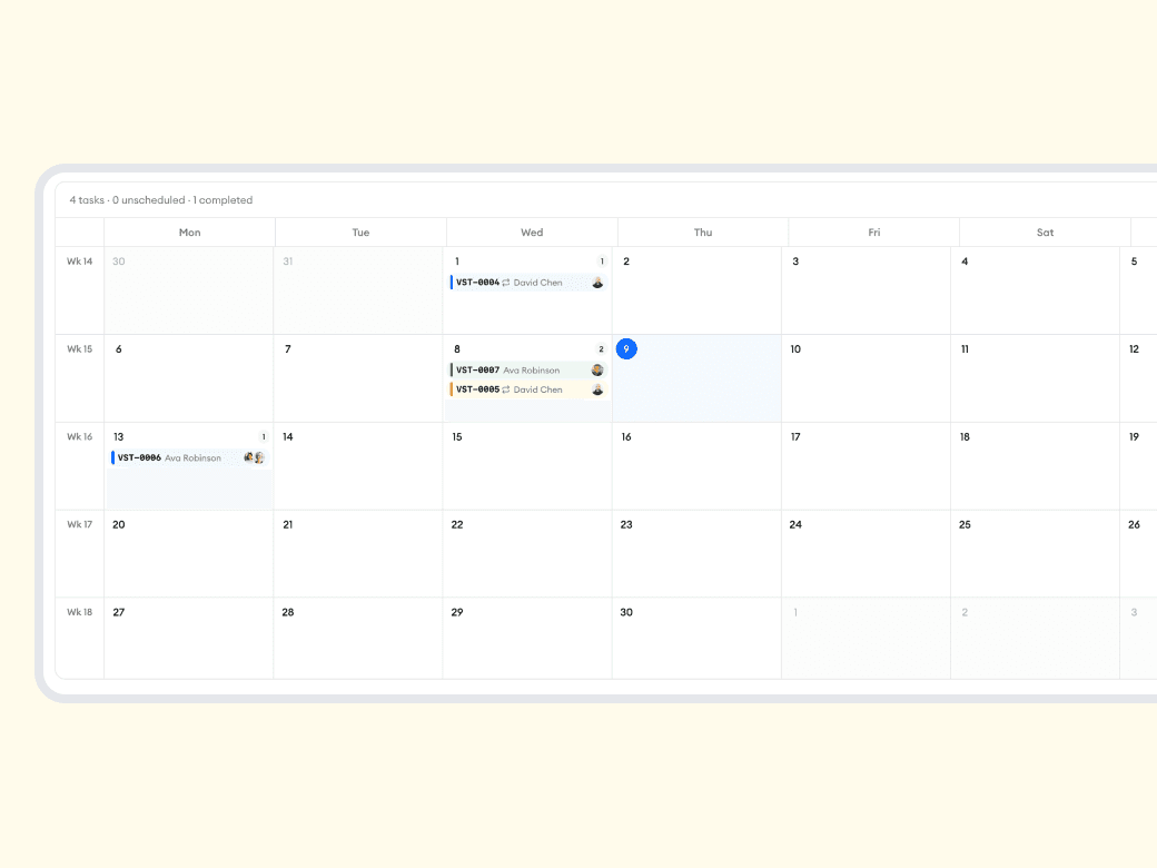 Homitask screenshot — See job types and status at a glance