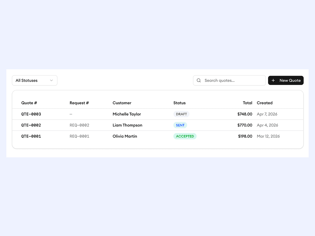 Homitask screenshot — Know the moment a quote is approved