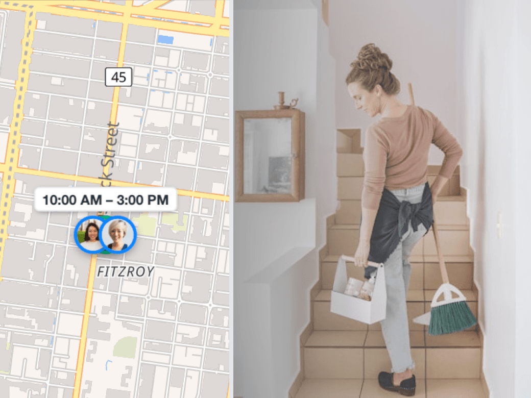 Homitask screenshot — Know where your team is in real-time