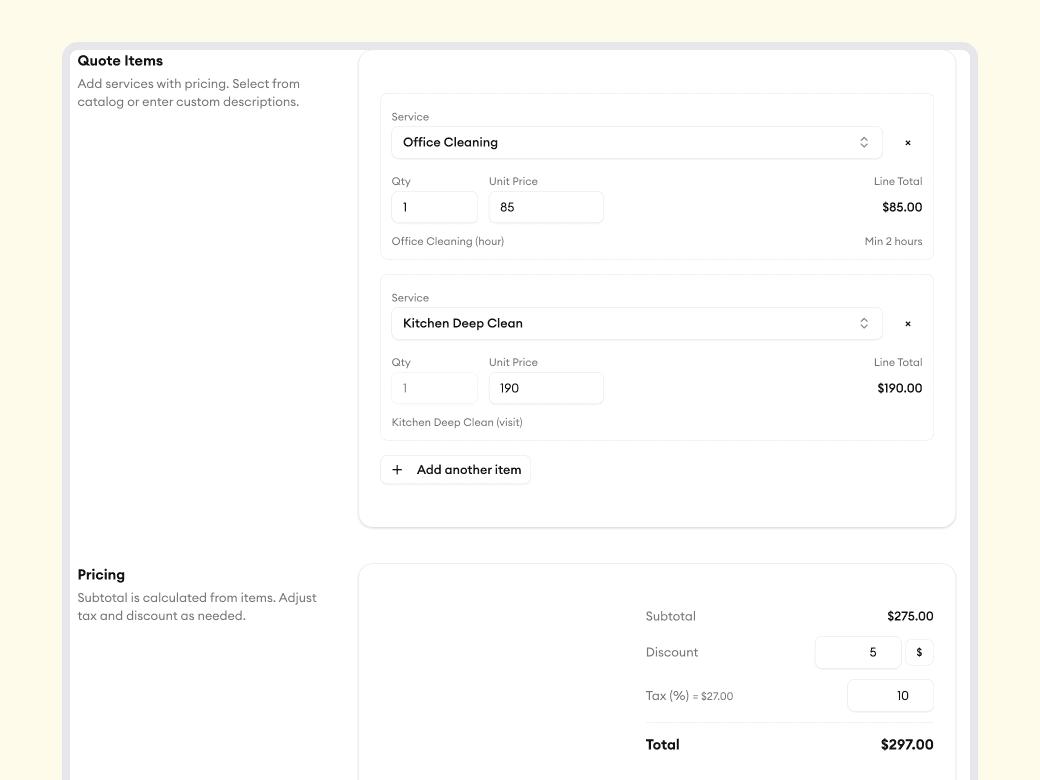 Homitask screenshot — Accurate pricing that wins trust