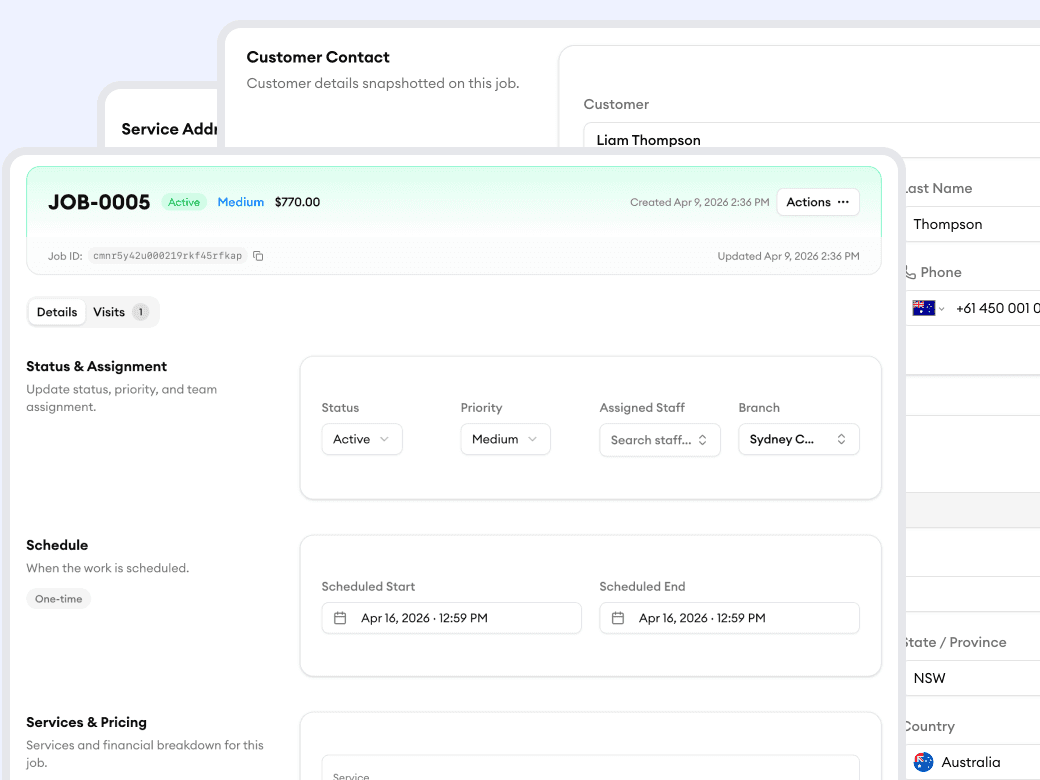Homitask screenshot — Schedule the job right from the conversion screen