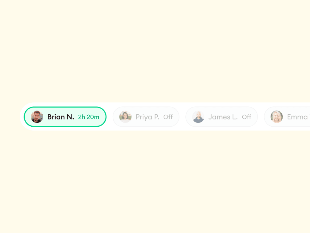 Homitask screenshot — See who's on the clock, right now