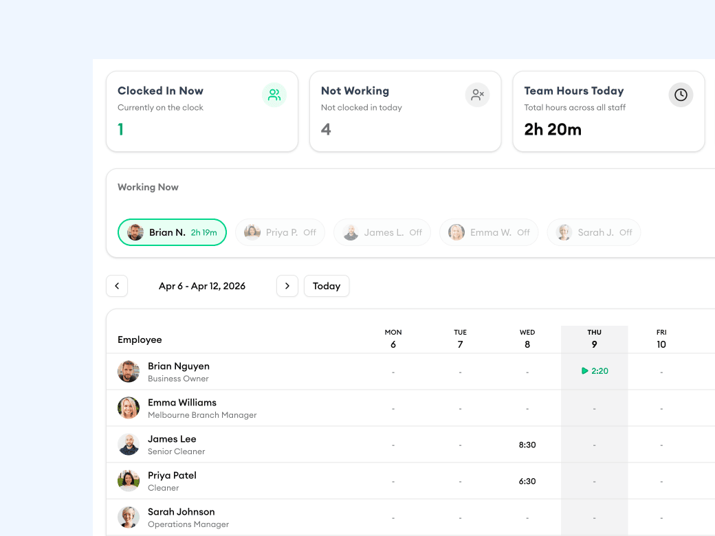 Homitask screenshot — Simple weekly timesheets your team will actually use