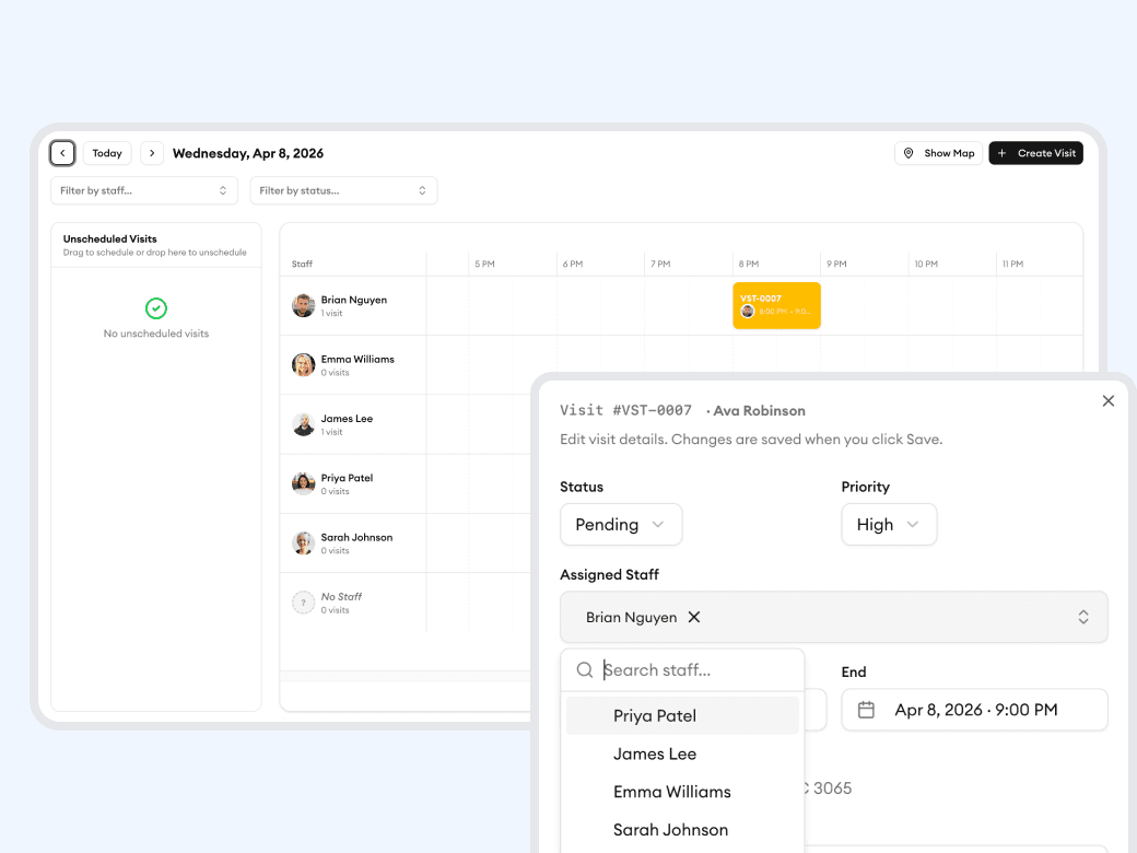 Homitask screenshot — Schedule crews and routes in seconds, not hours