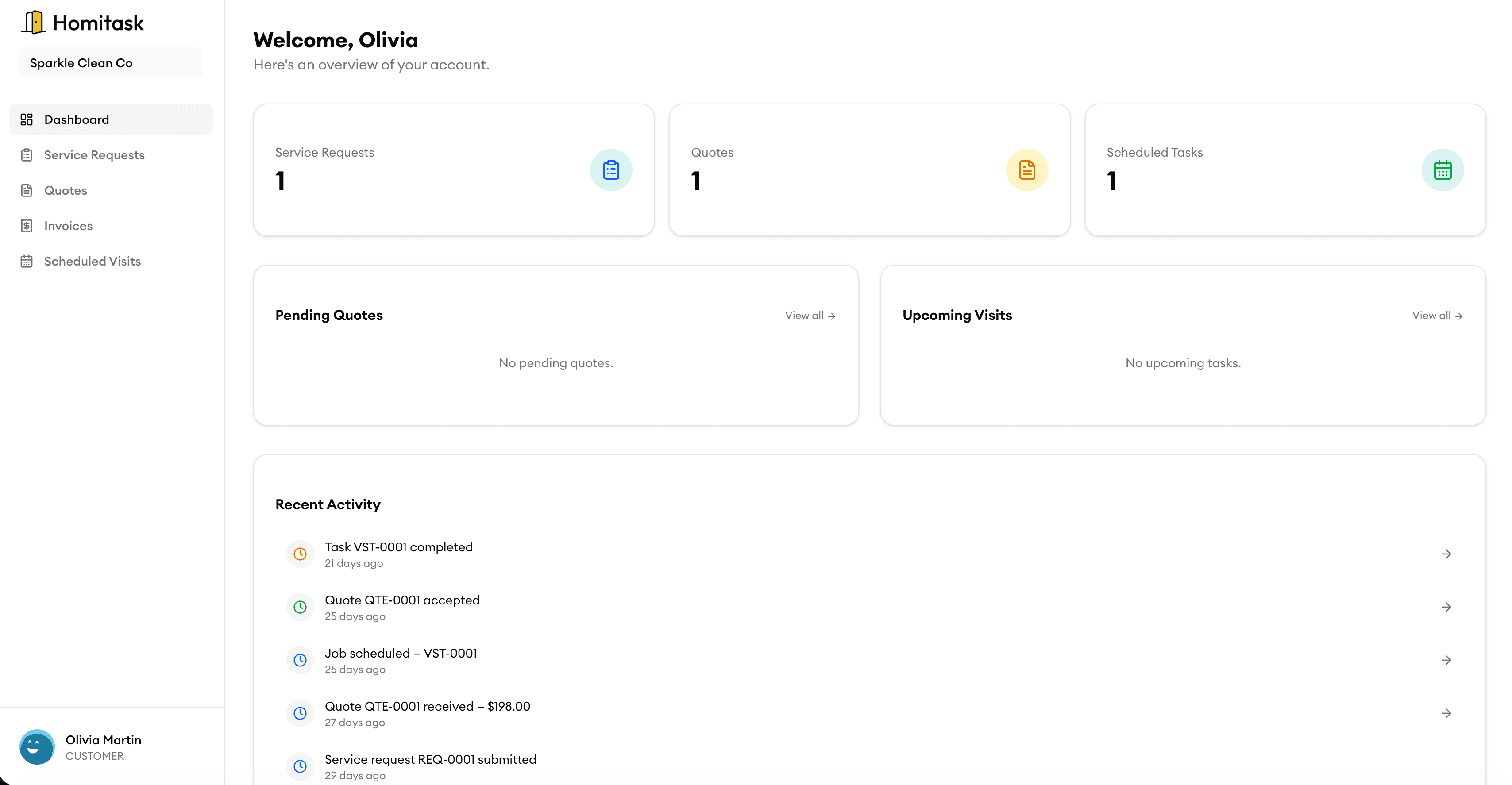 Homitask online booking form interface — Let customers book you 24/7.